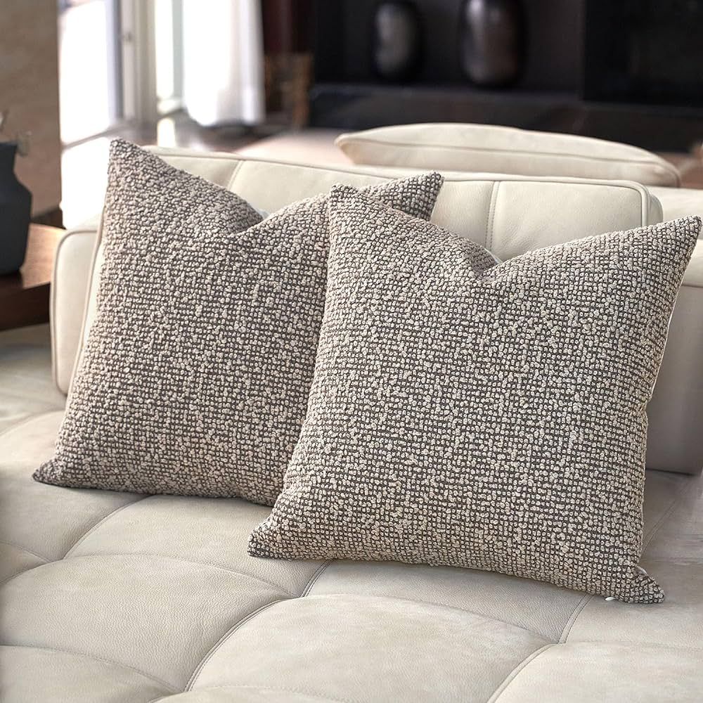 DOMVITUS Pillow Covers 20x20 Set of 2, Boucle Pillow Covers, Decorative Neutral Accent Throw Pill... | Amazon (US)