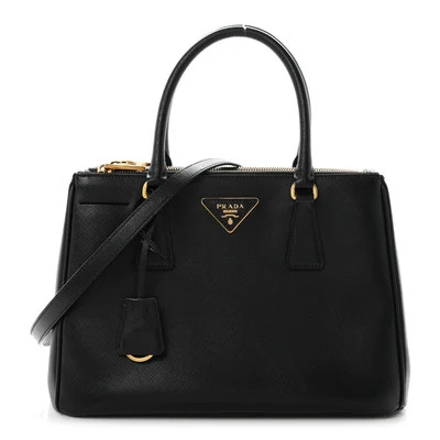 Saffiano Small Galleria Double Zip Tote Black | FASHIONPHILE (US)
