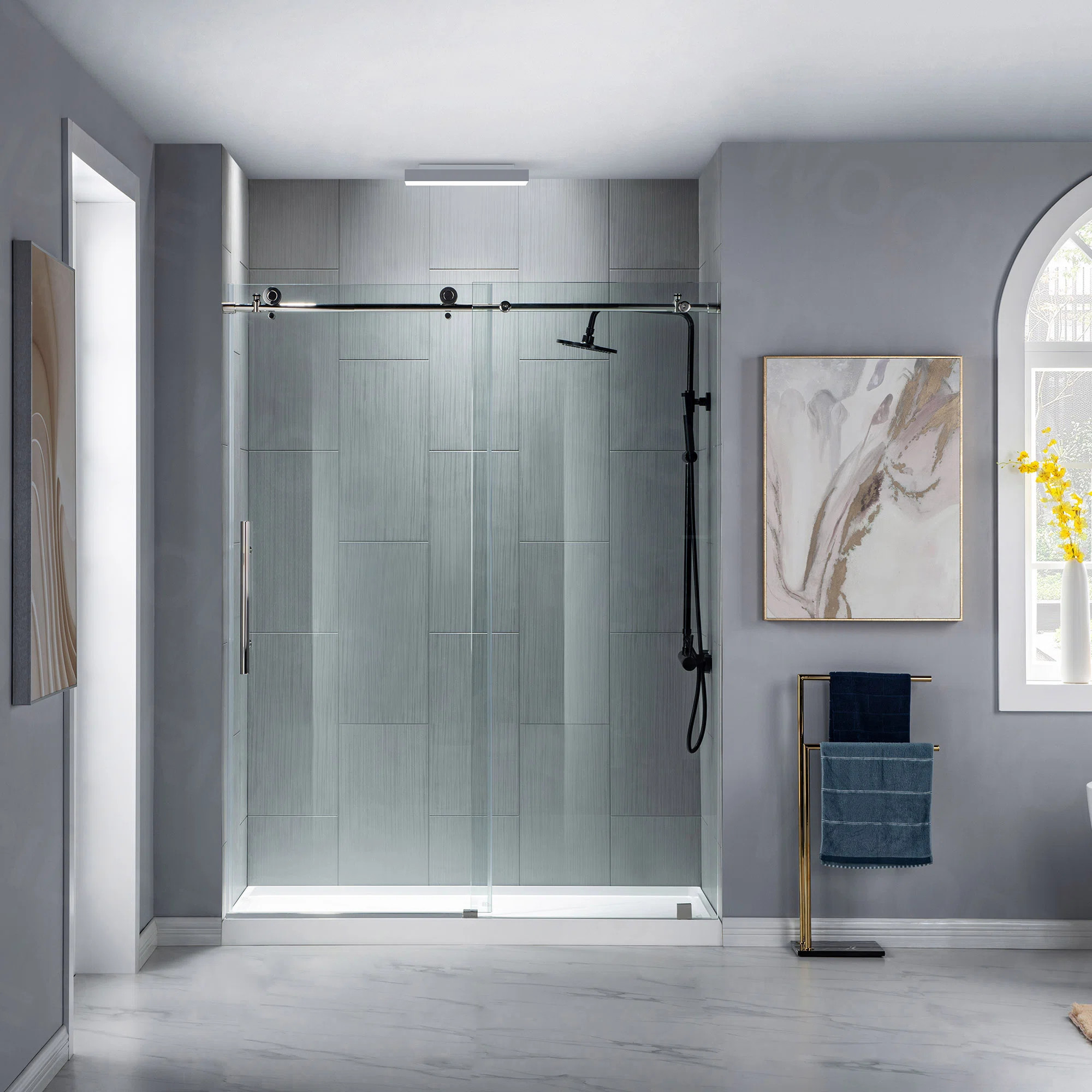 56"-60" W x 76" H Single Sliding Frameless Shower Door | 3/8" (10mm) Thickened Upgrade Tempered G... | Wayfair North America