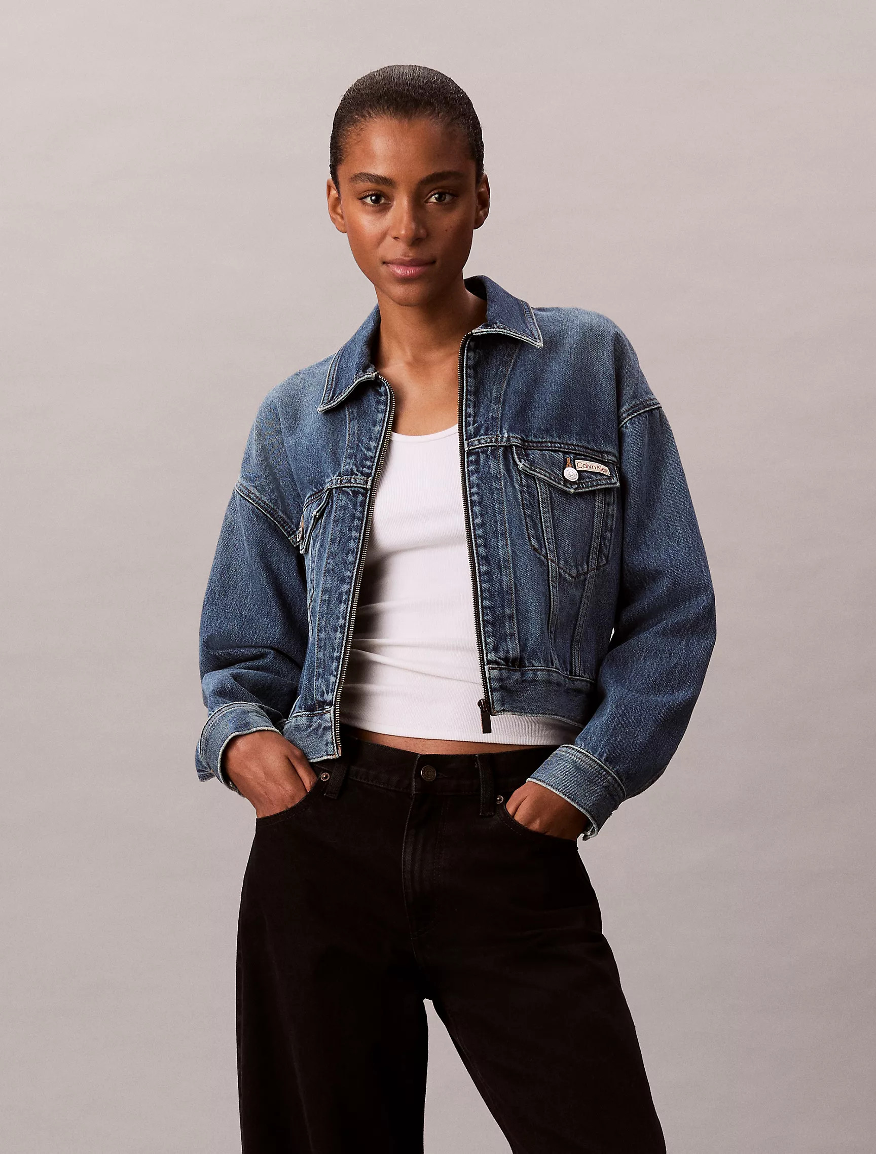 Cropped Denim Trucker Jacket | Calvin Klein | Calvin Klein (US)