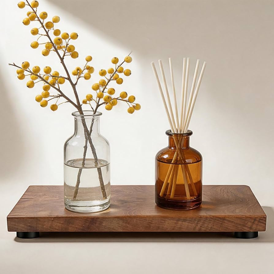 Teak Wood Decorative Small Tray, Bathroom Wood Riser for Decor, Kitchen Counter Wooden Pedestal S... | Amazon (US)