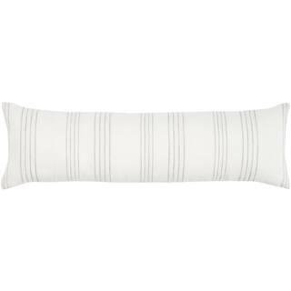 Mina Victory Lifestyles White and Gray Striped 12 in. x 40 in. Rectangle Throw Pillow 004118 - Th... | The Home Depot