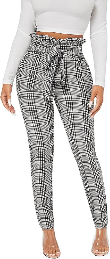 WDIRARA Plaid Skinny Pants | Amazon (US)