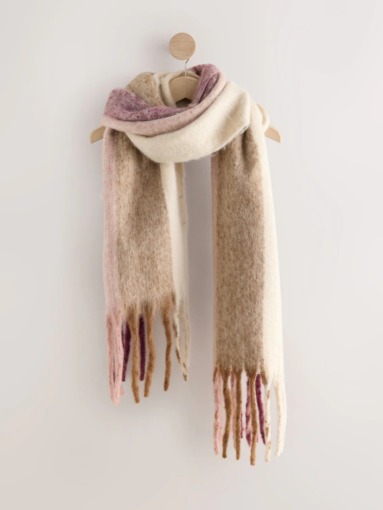 Berry/Neutral Vertical Stripe Heavyweight Blanket Scarf | Next EU