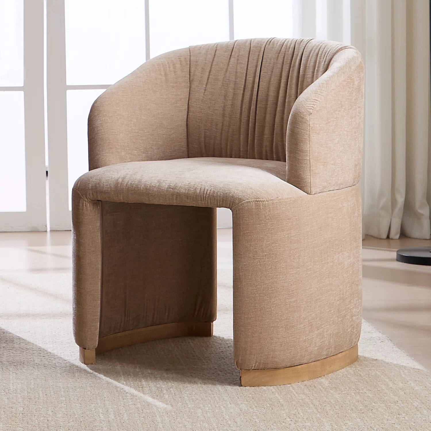 Mercer41 25" Wide Modern Dining Chair Upholstered Barrel Armchair With Solid Wood Legs And Backre... | Wayfair North America