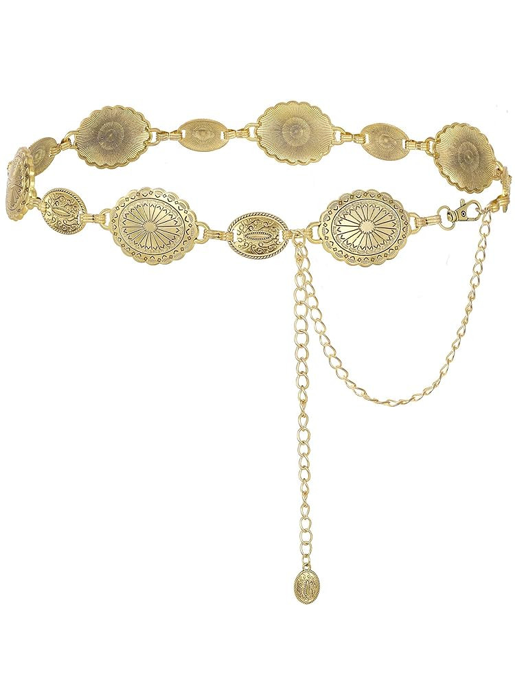 FIORETTO Metal Waist Chain Link Belt for Women Western Cowgirl Boho Turquoise Belts for Dress Jea... | Amazon (US)