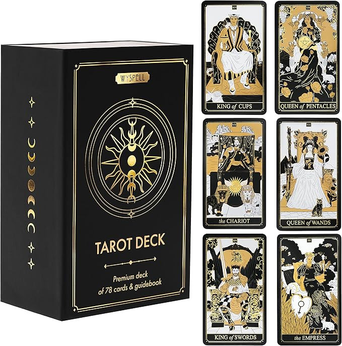 Wyspell Classic Tarot Cards with Guide Book - 78 Gold Tarot Cards for Beginners Tarot Cards Set -... | Amazon (US)
