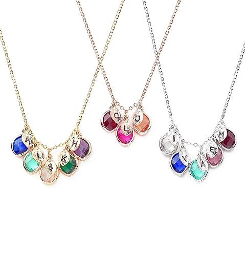 Gift for Her Personalized Birthstone Necklace Mothers Day Jewelry Initial Necklace for Women Birt... | Amazon (US)