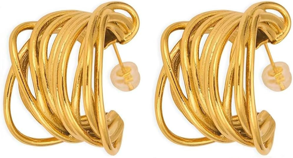 Chunky Gold Vintage Statement Hoop Earrings | Amazon (US)