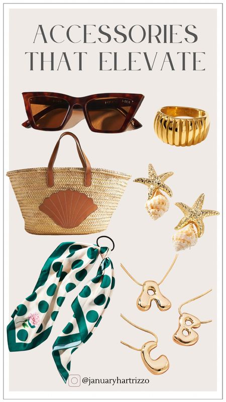Elevate your summer looks with one of these summer accessories.

straw tote bag, beach bag, sunglasses, scarf, gold bubble initial necklace, spring outfit, summer outfit, vacation outfit

#LTKover40 #LTKGiftGuide #LTKstyletip