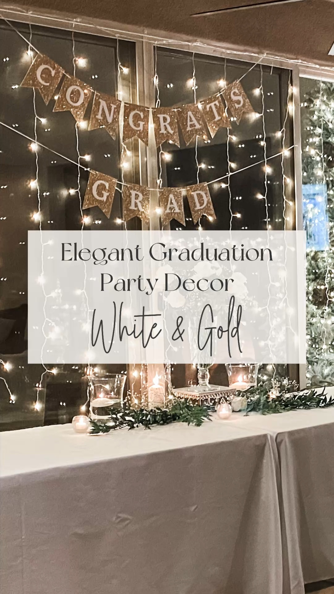 Create a graduation party that feels effortlessly elegant with a timeless white and gold theme ✨ Crisp white tablecloths set a clean, elevated foundation, while touches of gold in accents and decor add just the right amount of sophistication. Style your tables with simple greenery and candle centerpieces for a fresh, organic feel that still looks refined and intentional.
Layer in soft candlelight to create a warm, inviting glow as the celebration transitions into the evening. The mix of natural greenery, classic whites, and subtle gold details keeps the space feeling light, airy, and elevated—perfect for celebrating such a special milestone in a way that feels both beautiful and easy to recreate. #graduationparty #partyideas 

#LTKHome