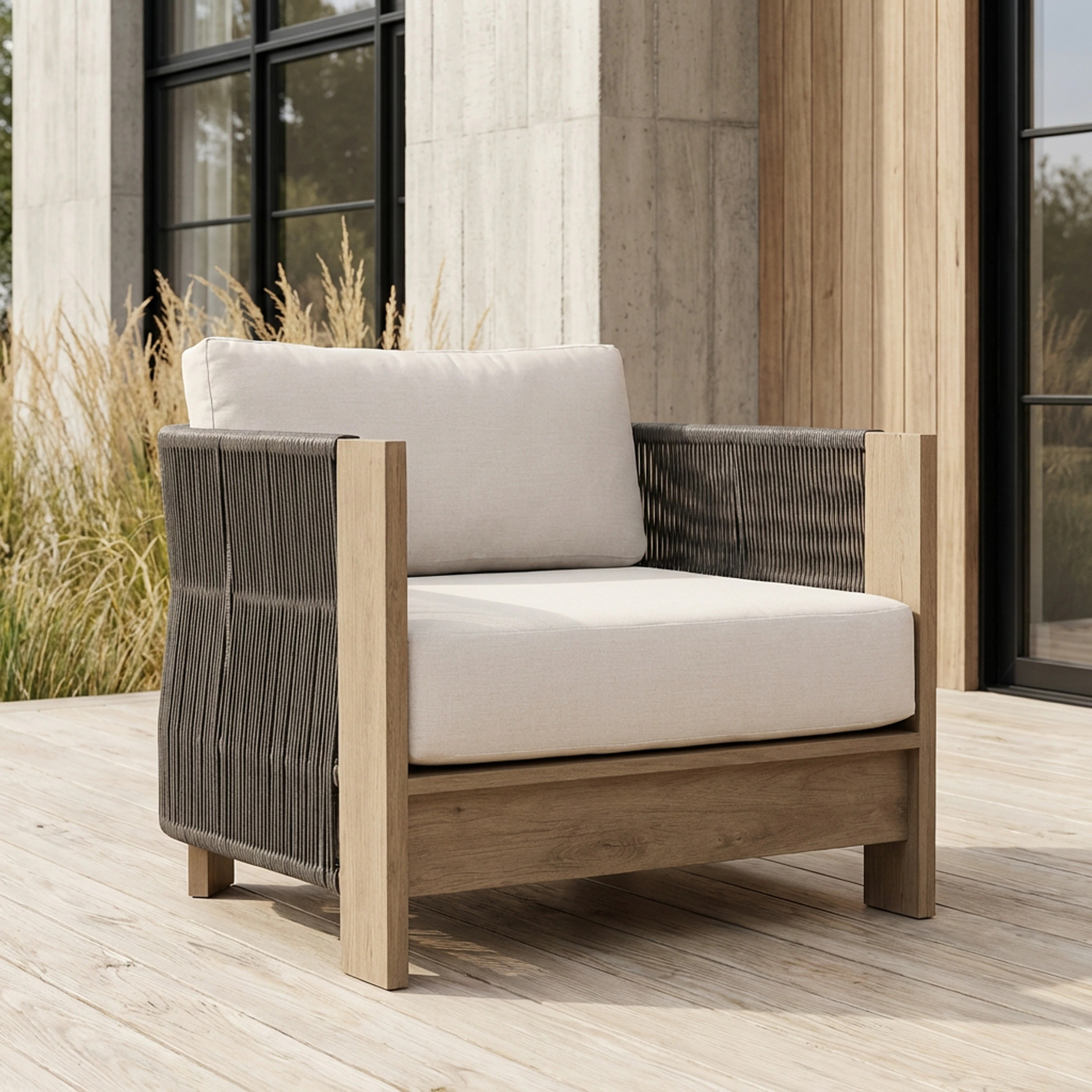 Real Flame Stratton Outdoor Lounge Chair in Beechwood with Sunbrella Cushions - Overstock - 44150... | Overstock