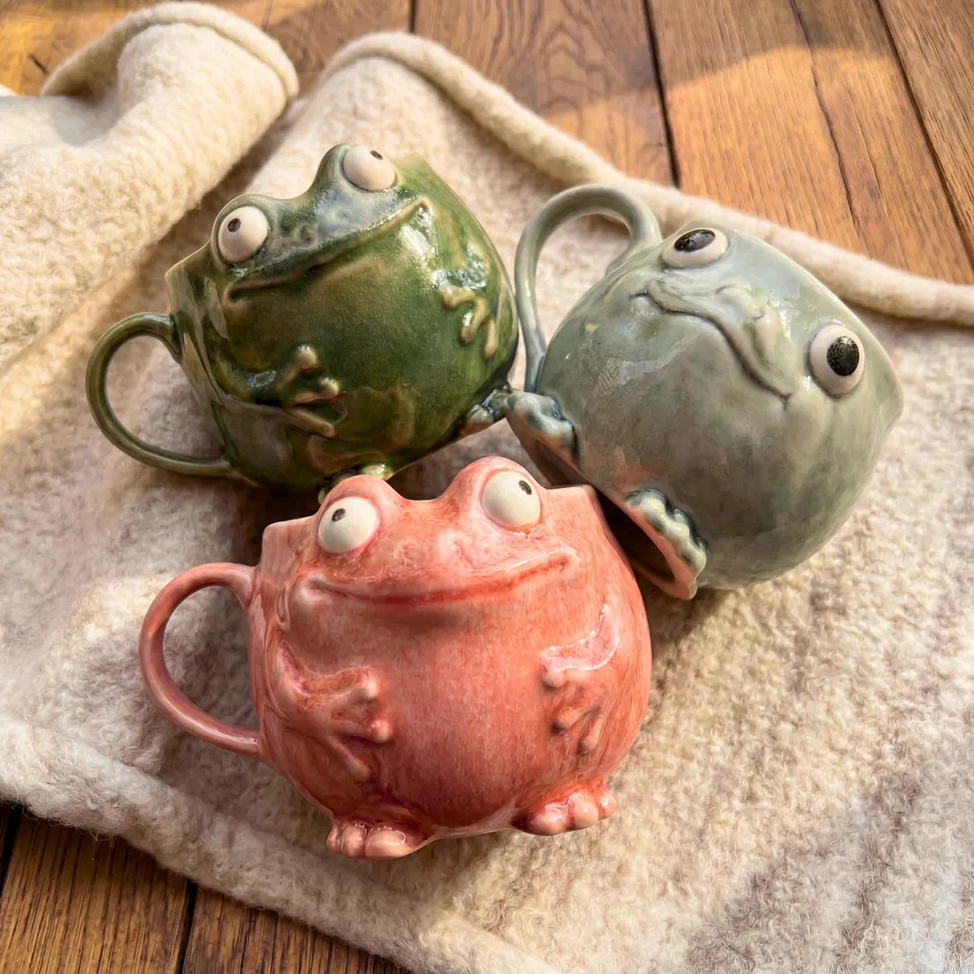 Whimsical Frog Ceramic Mug, Handcrafted Pottery Mugs, Funny Animal Coffee Cup, Cute Gift for Frog... | Etsy (Global)