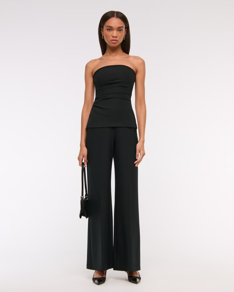 Strapless Ruched Peplum Jumpsuit | Abercrombie & Fitch (US)