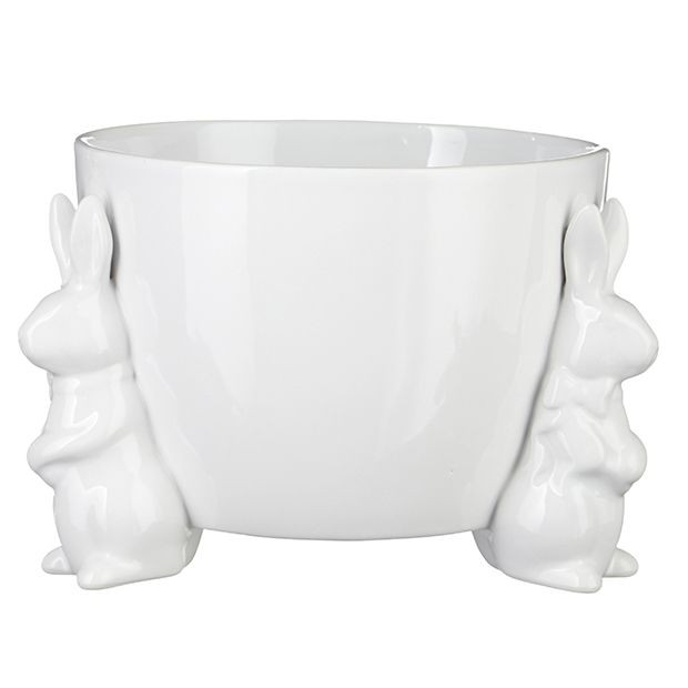 FOOTED PLANTER WITH BUNNY ACCENTS | Antique Farm House