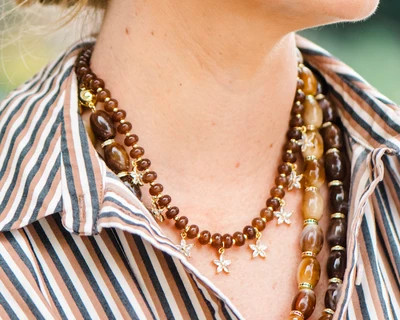 Beaded Bloom Necklace - Brown Necklace / Brown | Smith and Co. Jewel Design