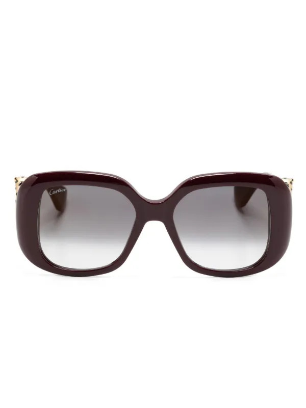 Cartier Eyewear Panthère Sonnenbrille Mit Eckigem Gestell | Rot | FARFETCH DE | Farfetch Global