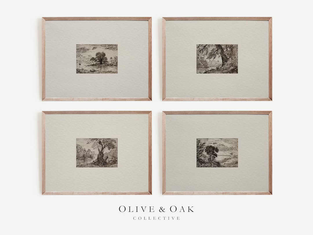 Vintage Print SET of 4 / Neutral Decor Wall Art PRINTABLE / G41 - Etsy | Etsy (US)