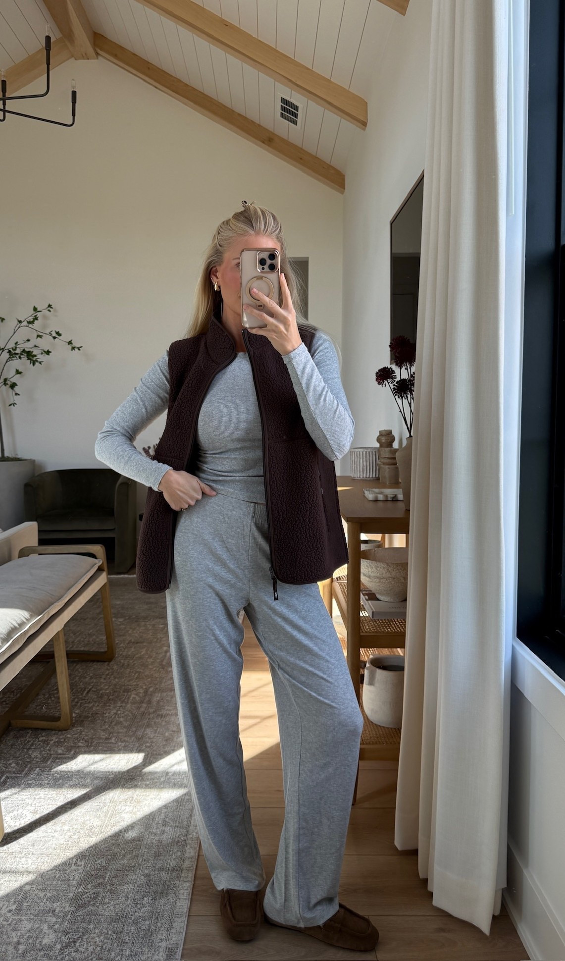 Small in top and pants (color: heather chrome), medium in vest (color: rich mocha brown)
#kathleenpost

Fall outfit, loungewear, cozy chic, work from home, school drop off, travel outfit

#LTKStyleTip #LTKSeasonal