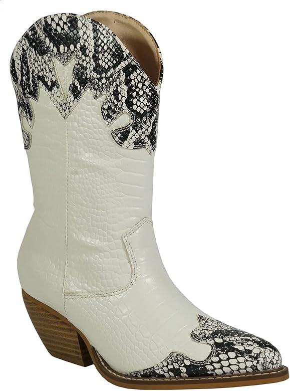 Amazon.com | ARiderGirl Sally Women's Western Mid Calf Boots (Croco White, 7) | Shoes | Amazon (US)