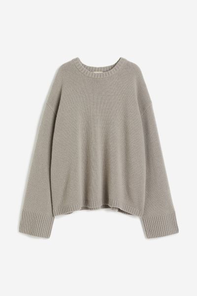 Cashmere-blend jumper - Greige - Ladies | H&M GB | H&M (UK, MY, IN, SG, PH, TW, HK)