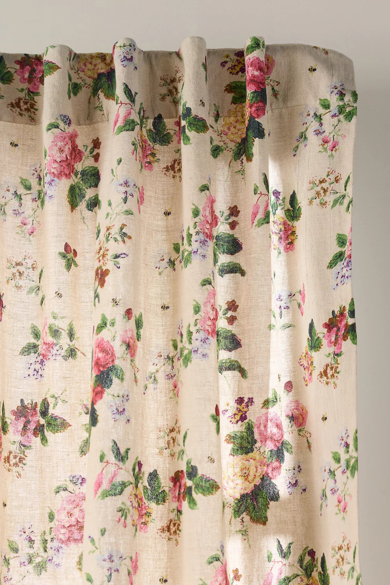 Camille Cotton Linen Floral Curtain | Anthropologie (US)