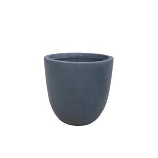 17 in. Tall Charcoal Lightweight Concrete Round Modern Seamless Outdoor Planter | The Home Depot