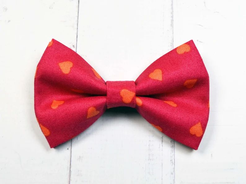 Deep Pink and Orange Heart Bow tie, Valentine's Day Bow tie,men's bow tie,boys bow tie, pink bow ... | Etsy (US)