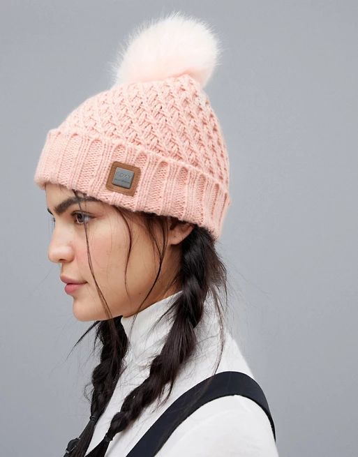 Roxy Blizzard beanie hat in pink | ASOS US