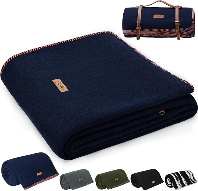100% Wool Blanket, 62" x 86", Warm, Thick, Washable, Military Wool Blanket, Great for Camping, Ou... | Amazon (US)