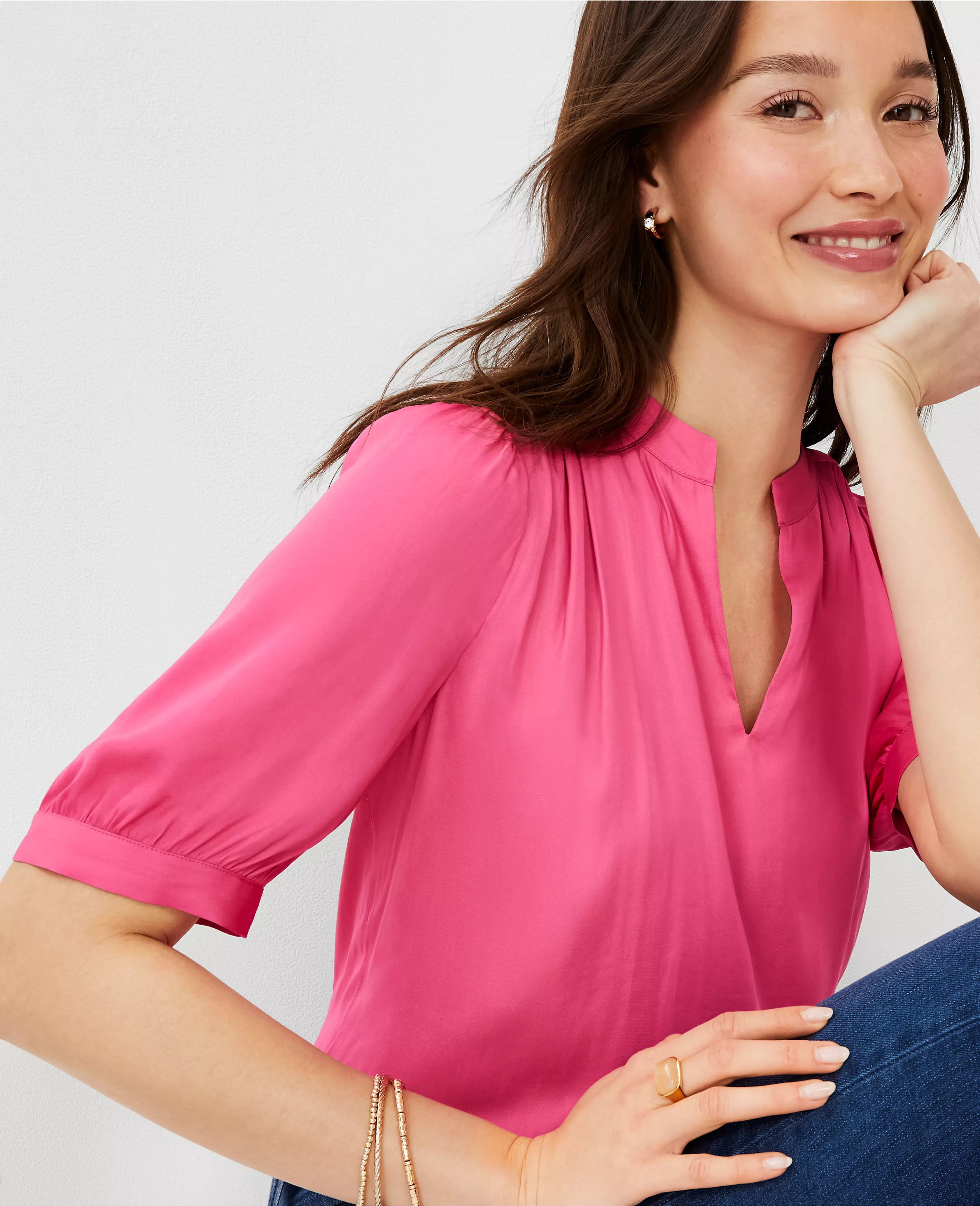 Elbow Sleeve Popover | Ann Taylor (US)