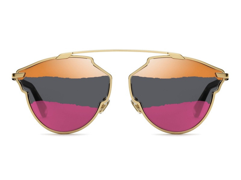 Christian Dior SoReal Gold Tone and Tortoise Frame / Pink, Black and Golden Mirrored Lens Sunglasses | JTV Jewelry