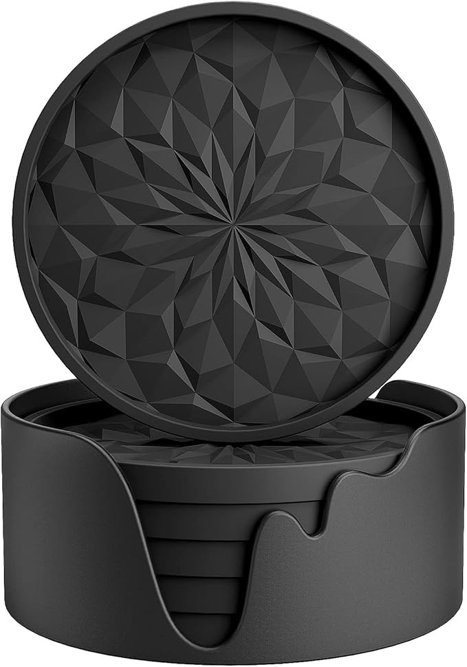 ME.FAN Silicone Coasters with Holder,[6 Pack] Drinking Coasters - Cup Mat for Hot or Cold Drinks,... | Amazon (US)