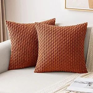 MIULEE Throw Pillow Covers Soft Fall Corduroy Decorative Set of 2 Boho Striped Pillow Covers Pill... | Amazon (US)