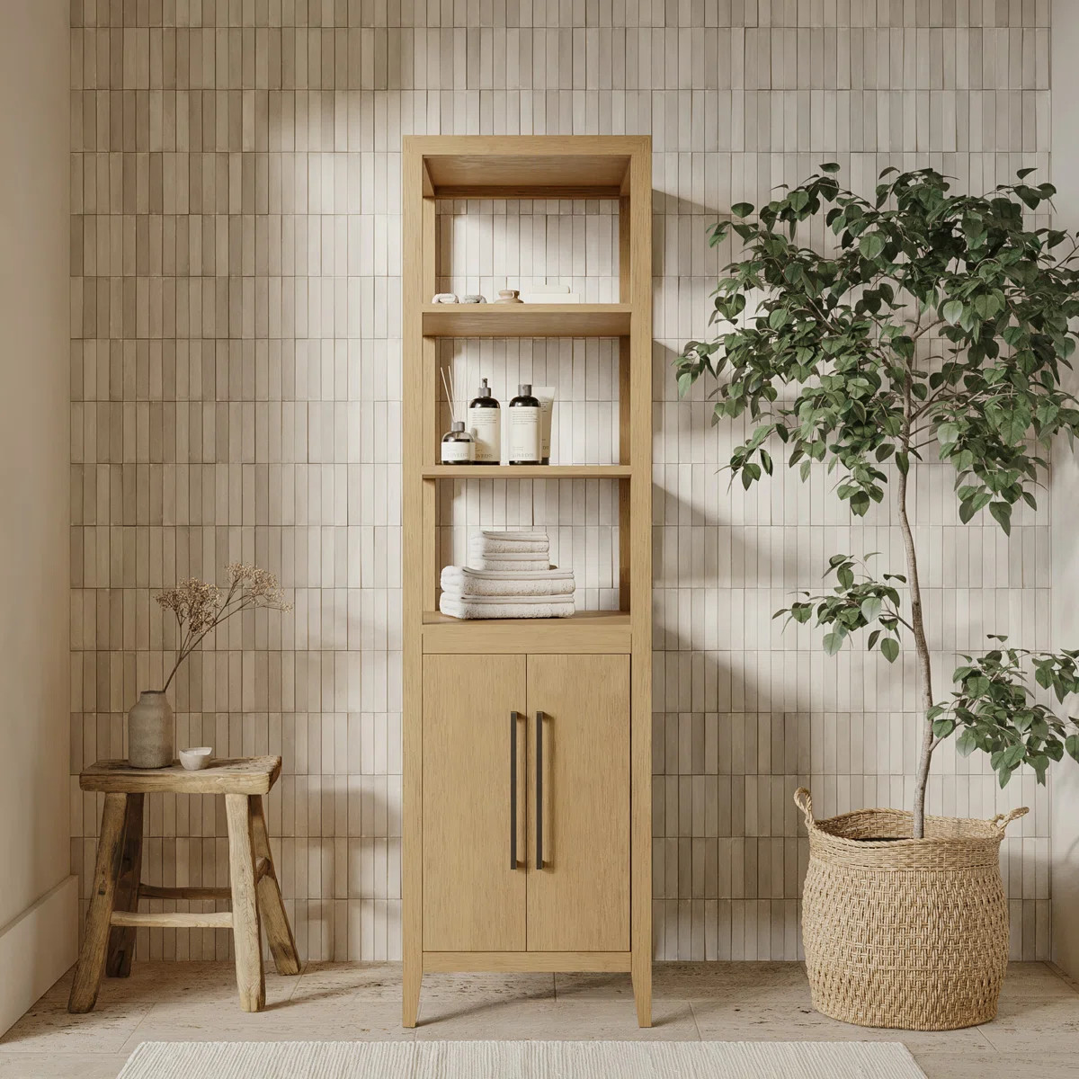 Alsup Solid Wood Freestanding Linen Cabinet | Wayfair North America