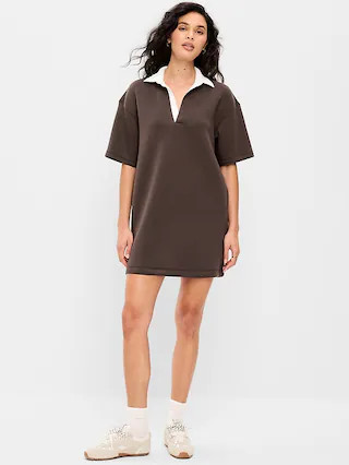 Bounce Fleece Short-Sleeve Polo Dress | Old Navy (CA)