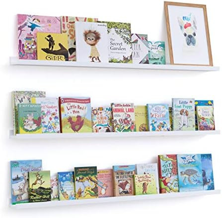 Wallniture Denver Floating Shelves for Kids Room Decor, 46" White Bookshelf for Toddler Toys, Pic... | Amazon (US)