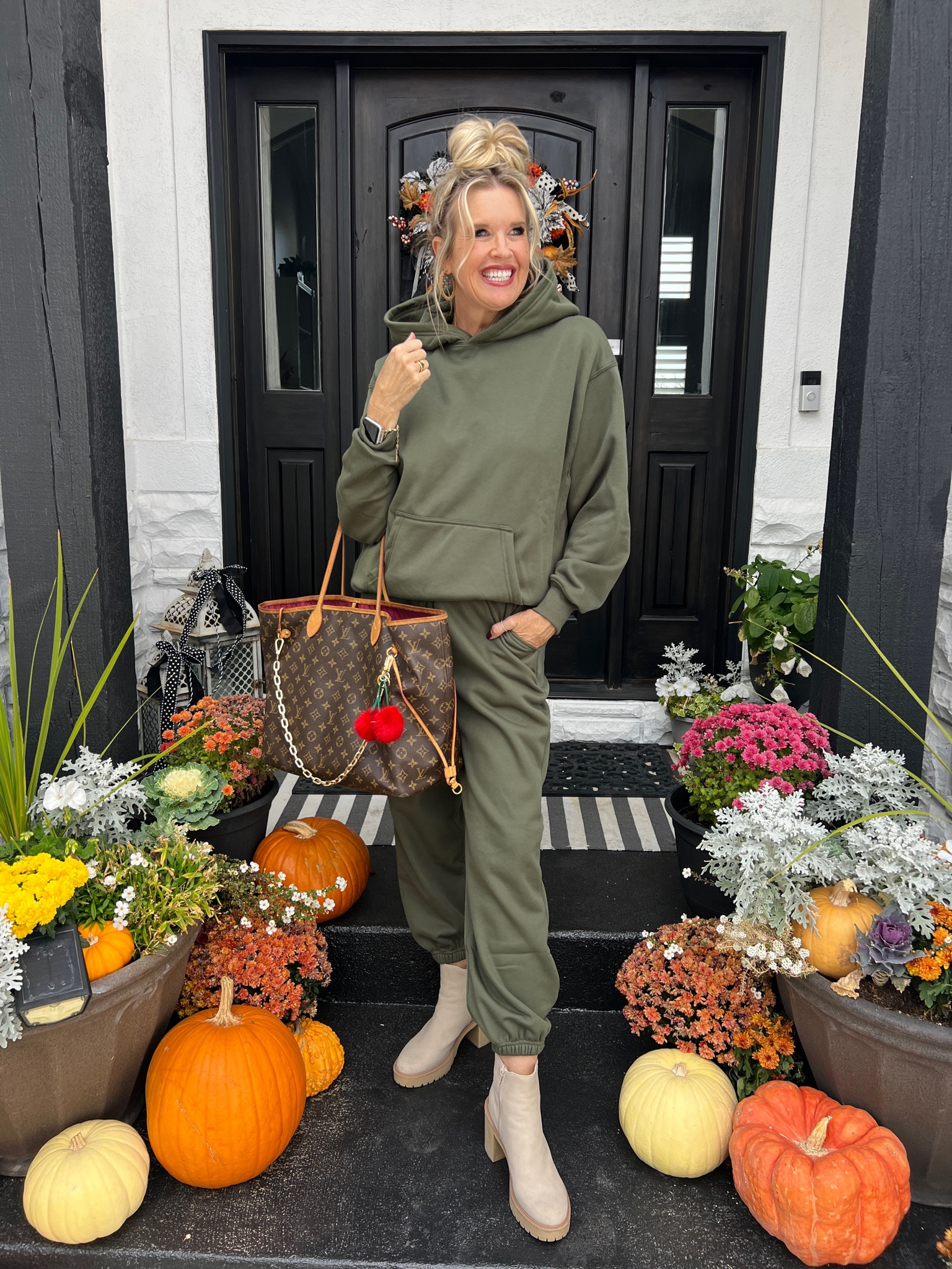 -GRWM Travel style -
Styling this viral Amazon comfy, cozy, soft oversized hoodie and baggie jogger set ✔️ Perfect for FALl  comes in sizes xsm to 2xl 

Elevating this set with a few easy tips to look chic and comfy✔️✔️

-Hair up  in messy top knot to show off hoodie✔️
-Chelsea boots verses sneakers 
-lippy & hoop earrings
-bag charms on your travel bag

✅ No Fading
✅No Shrinking
✅No shedding

Because I am tall 5’91/2 I got the med for length in arms and legs the electric band also has draw strings… I probably could have done the small 

Comes is several colors 
These would
🎁makes a great gift too✔️

Wool coat free people size small last years linked this years

Chelsea boots dolce Vita 

Gold texture hoops chicos

Poppy Nixon lip plumper in spice

Lou’s button clog never full and bag charms anthro  

#LTKFindsUnder50 #LTKTravel #LTKStyleTip