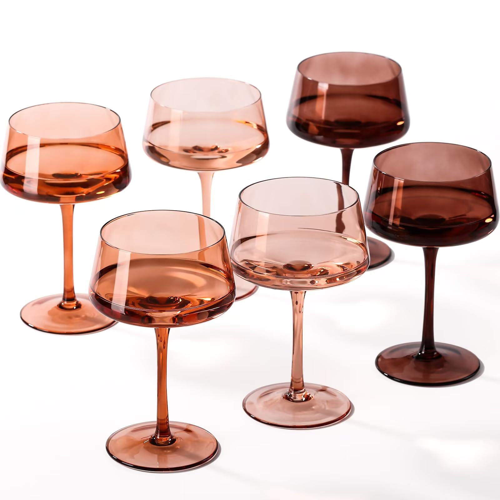 Venus Coupe Glasses Set of 6-13 oz Large Capacity Martini Glassware - Amber Colored Cocktail Glas... | Amazon (US)