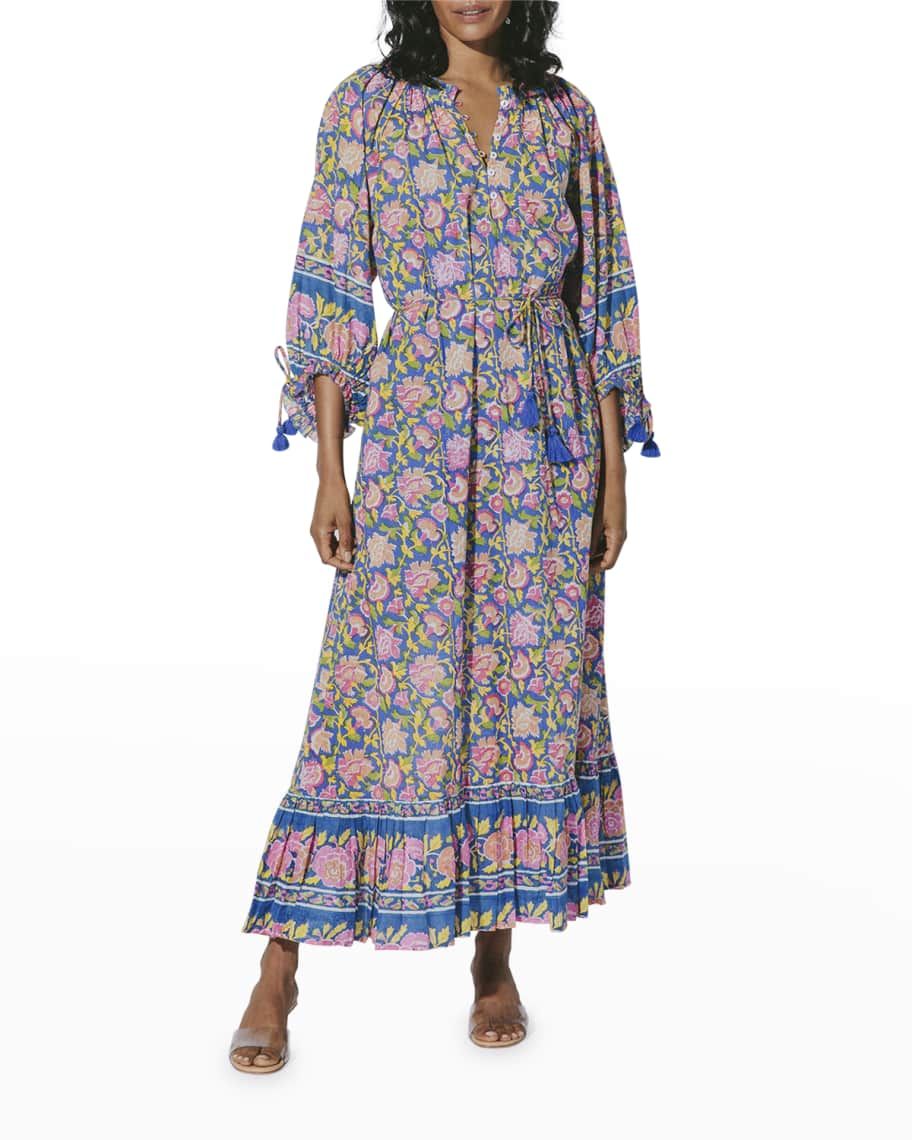 Cleobella Hilo Floral Tassel Maxi Kaftan Dress | Neiman Marcus