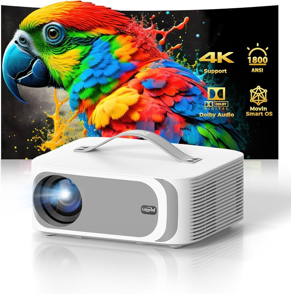 [Official-Apps/AI Movin 2.0 OS/1800 ANSI] Portable-Projector-4k with WiFi and Bluetooth, 35W DoIb... | Amazon (US)