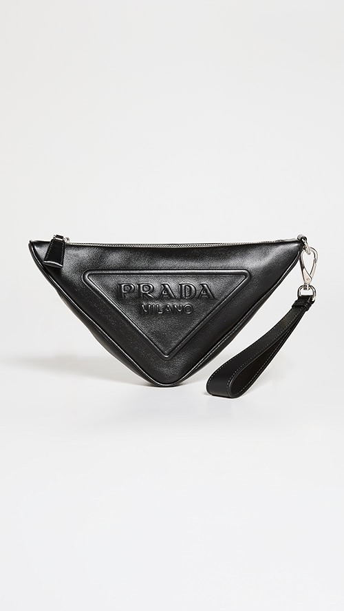 Prada Triangle Leather Clutch Bag | Shopbop