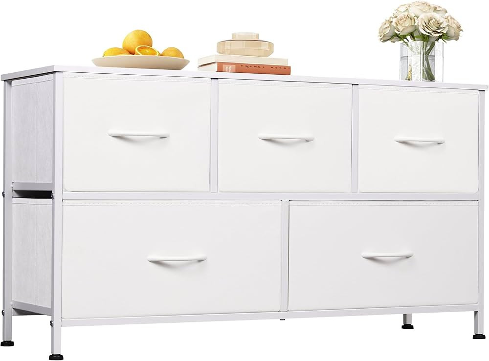 WLIVE Dresser for Bedroom with 5 Drawers, Wide Chest of Drawers, Fabric Dresser, Storage Organiza... | Amazon (US)