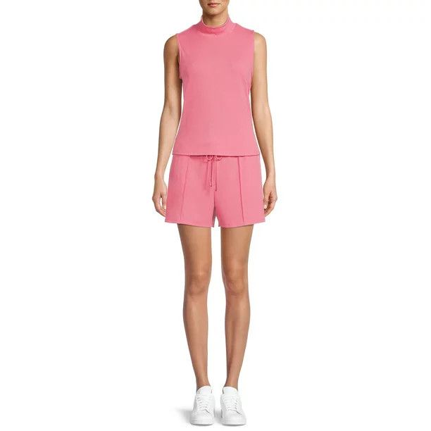 Time and Tru Women's Rib Knit Top and Shorts Set, 2-Piece | Walmart (US)