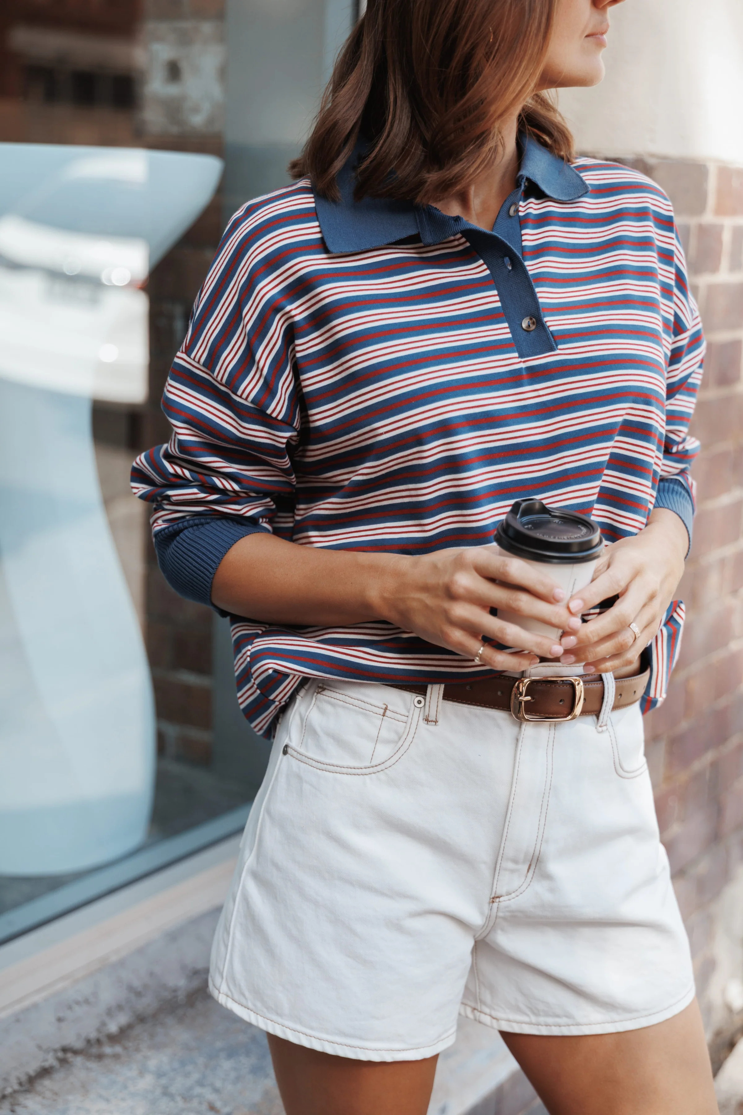 Beau Long Sleeve Jersey Top - Navy Stripe | Petal & Pup (US)