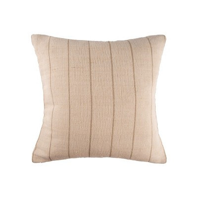 carol & frank Jute Striped Dune Tan Premium Luxury Cotton Decor Accent Throw Pillow, 18" x 18" | Target