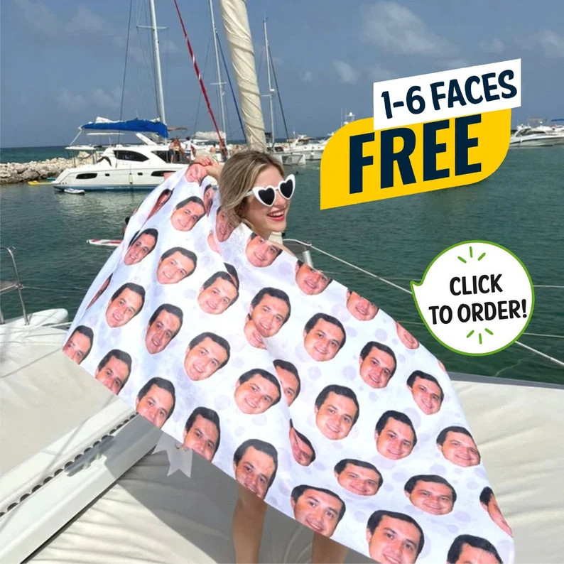 Custom Photo Beach Towel: Personalized Face Gift - Etsy | Etsy (Global)