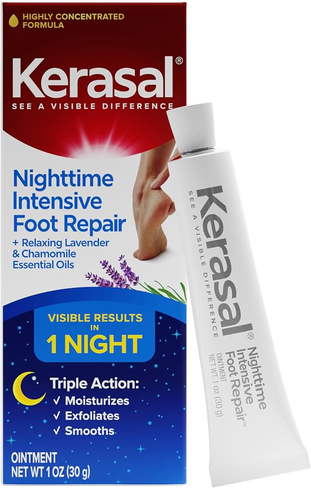Kerasal Nighttime Intensive Foot Repair,Smooth Cracked Heels, Ointment, 1oz | Amazon (US)