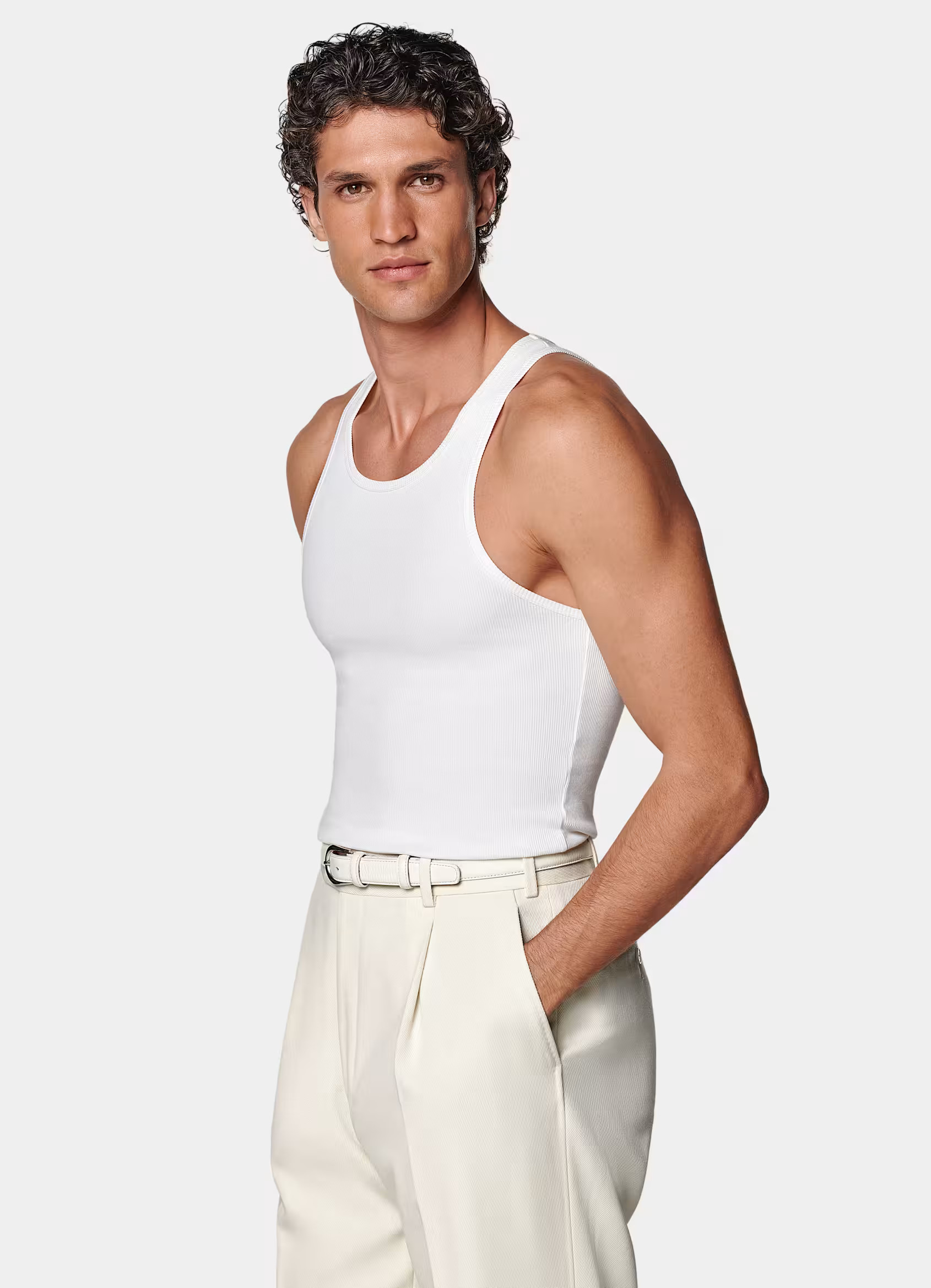 White Ribbed Tank Top | Suitsupply (US)