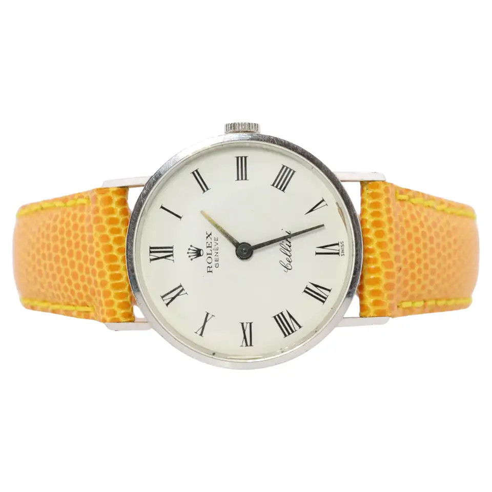 Genuine 18k Rolex Watch. 18k WG Ladies Rolex CELLINI 3810 Round WristWatch | 1stDibs